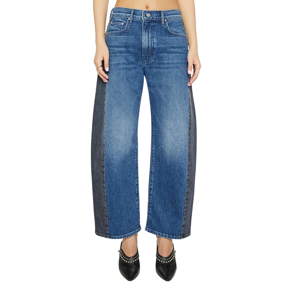 MOTHER Lil' Half-Pipe Flood Wide Leg Two Tone Jeans 30